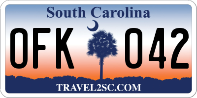 SC license plate OFK042