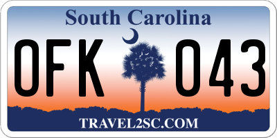 SC license plate OFK043