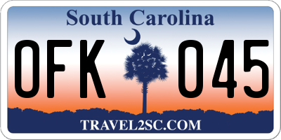 SC license plate OFK045