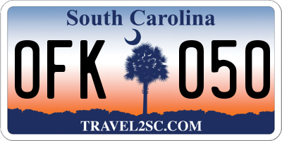 SC license plate OFK050