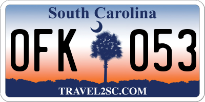 SC license plate OFK053