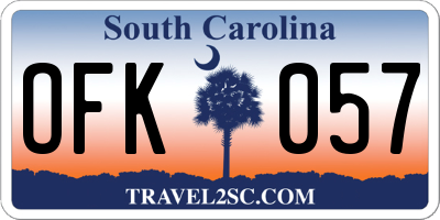 SC license plate OFK057