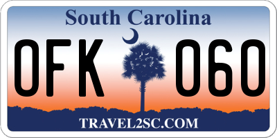 SC license plate OFK060