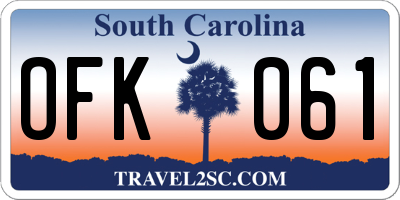 SC license plate OFK061