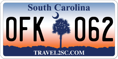 SC license plate OFK062