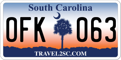 SC license plate OFK063