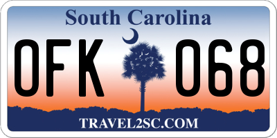 SC license plate OFK068