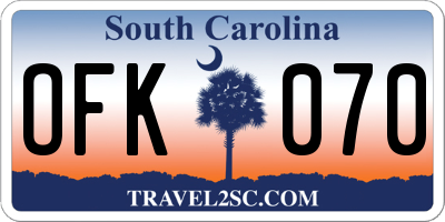 SC license plate OFK070