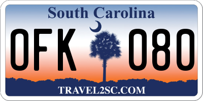 SC license plate OFK080