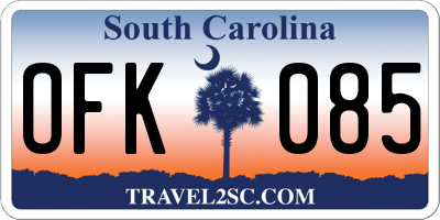 SC license plate OFK085