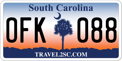 SC license plate OFK088