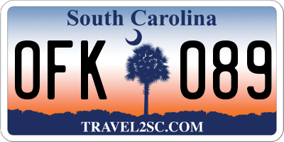 SC license plate OFK089
