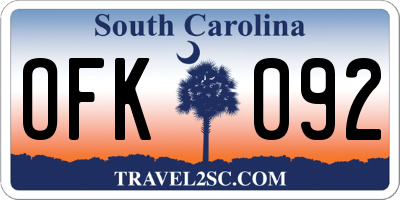 SC license plate OFK092