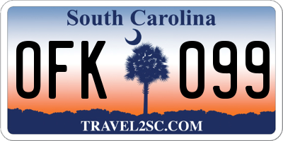 SC license plate OFK099
