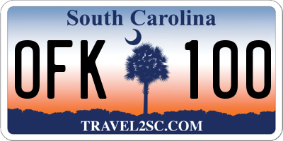 SC license plate OFK100