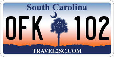 SC license plate OFK102