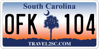 SC license plate OFK104