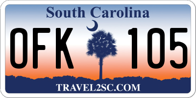 SC license plate OFK105