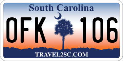 SC license plate OFK106