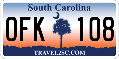 SC license plate OFK108