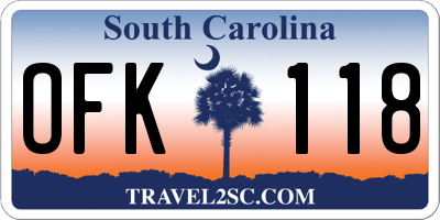 SC license plate OFK118