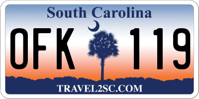 SC license plate OFK119