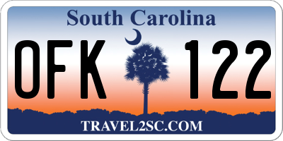 SC license plate OFK122
