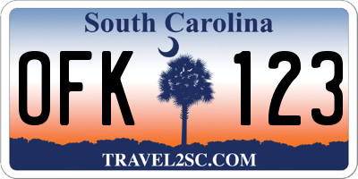 SC license plate OFK123