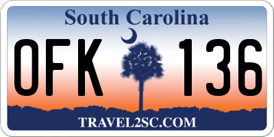 SC license plate OFK136