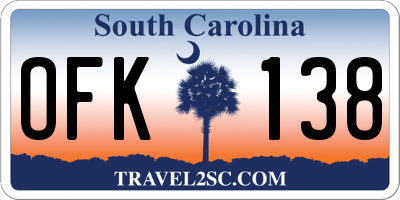 SC license plate OFK138