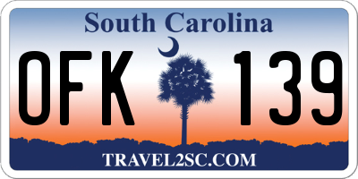 SC license plate OFK139
