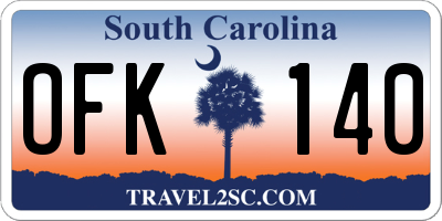 SC license plate OFK140
