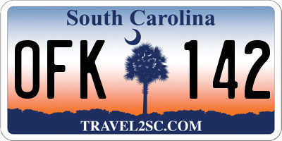 SC license plate OFK142