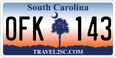 SC license plate OFK143