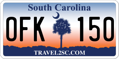SC license plate OFK150