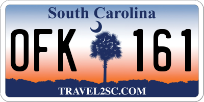 SC license plate OFK161