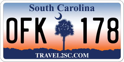 SC license plate OFK178