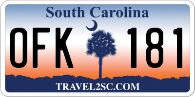 SC license plate OFK181