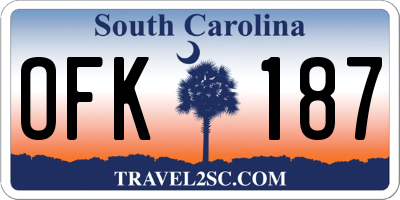 SC license plate OFK187