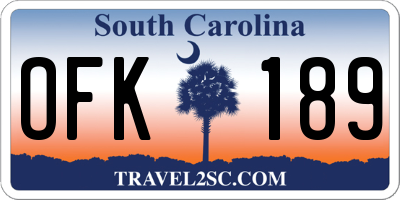 SC license plate OFK189