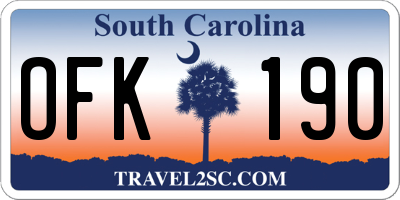 SC license plate OFK190