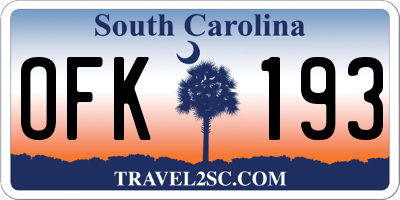 SC license plate OFK193