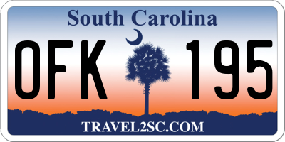 SC license plate OFK195
