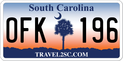 SC license plate OFK196
