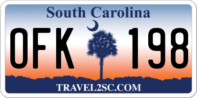 SC license plate OFK198