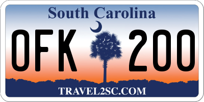 SC license plate OFK200