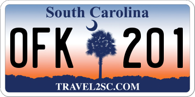 SC license plate OFK201