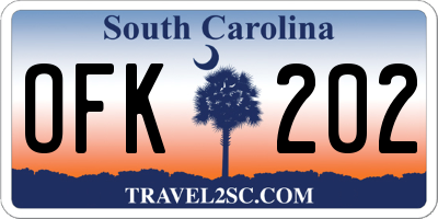 SC license plate OFK202