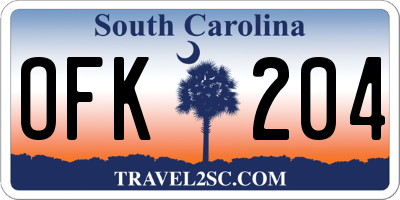 SC license plate OFK204