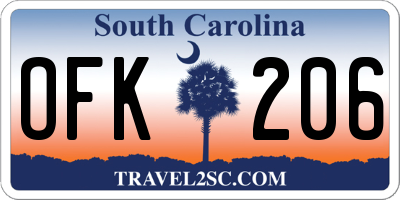 SC license plate OFK206